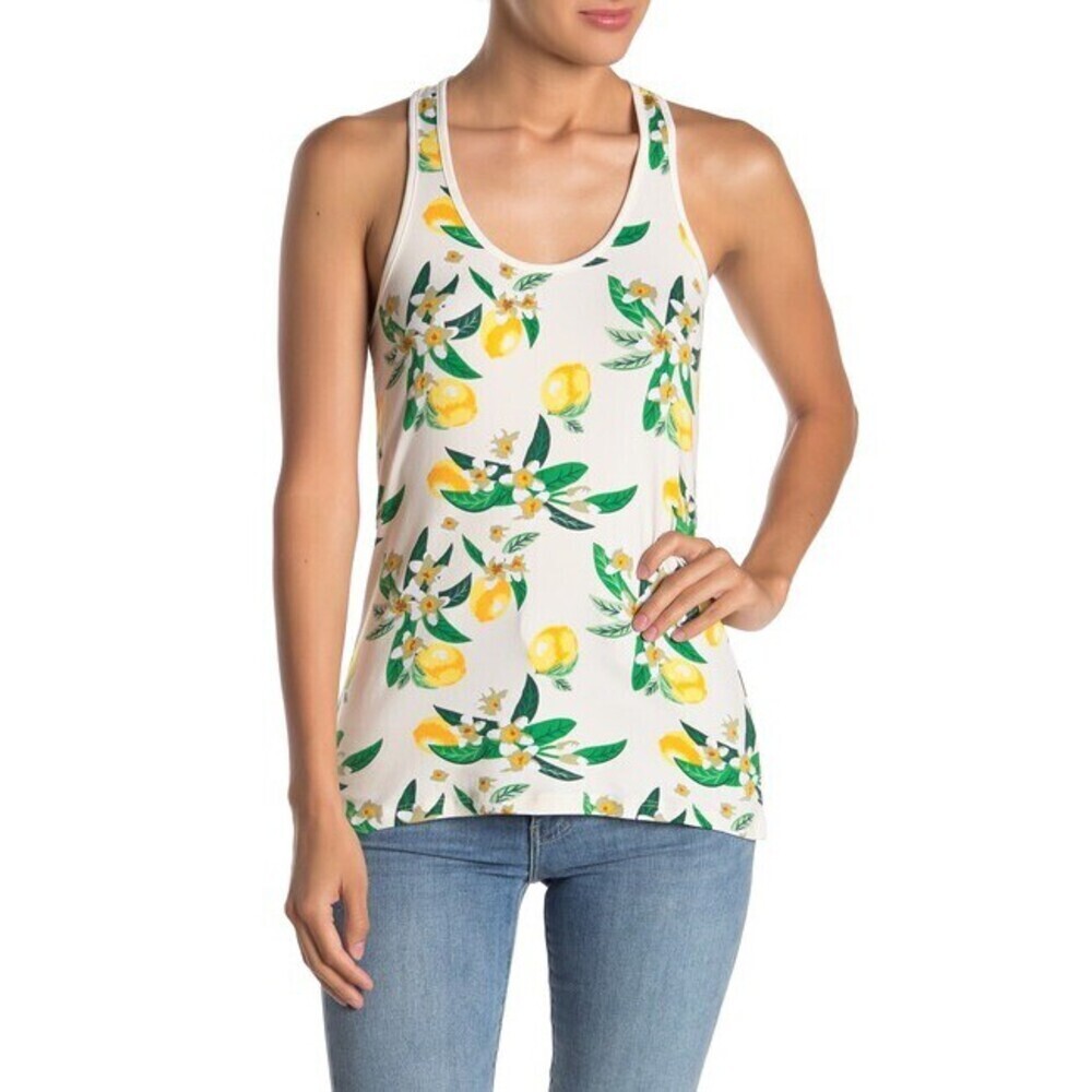 Poof women's Lemon Print Racerback Sleeveless Tank Top